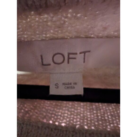 Loft Cowl Neck Sweater Striped Tan White Women's Size S - Picture 3 of 5